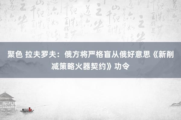 聚色 拉夫罗夫：俄方将严格盲从俄好意思《新削减策略火器契约》功令