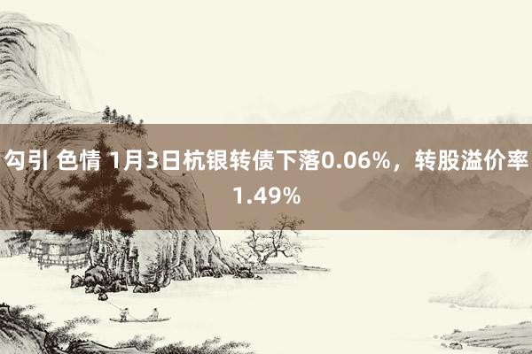 勾引 色情 1月3日杭银转债下落0.06%，转股溢价率1.49%