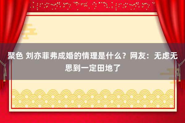 聚色 刘亦菲弗成婚的情理是什么？网友：无虑无思到一定田地了