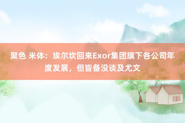聚色 米体：埃尔坎回来Exor集团旗下各公司年度发展，但皆备没谈及尤文