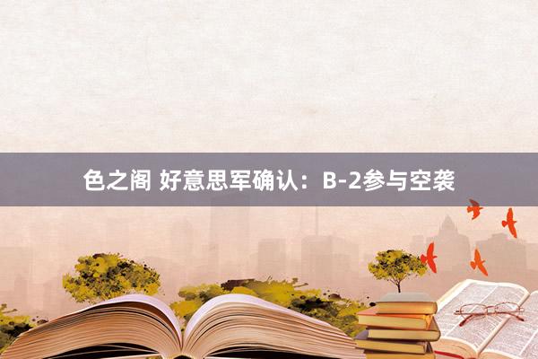 色之阁 好意思军确认：B-2参与空袭
