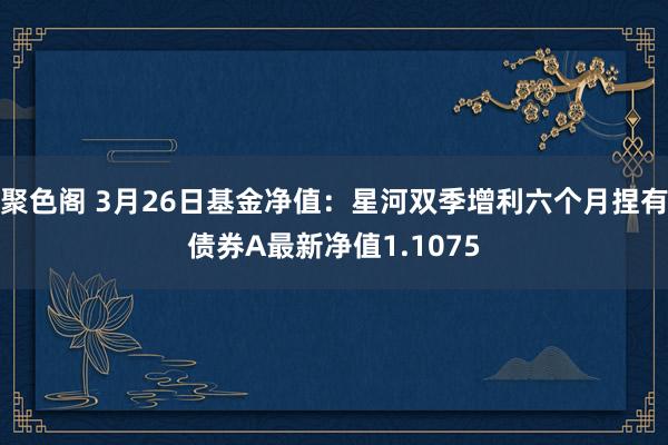 聚色阁 3月26日基金净值：星河双季增利六个月捏有债券A最新净值1.1075